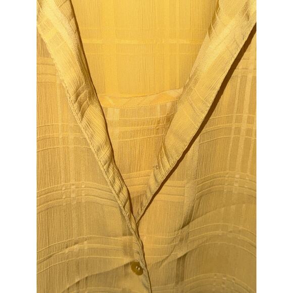 Maggie Barnes Women’s Button Up Top Shirt Yellow 3/4 Sleeve Attached Tank (2X) - Picture 2 of 5